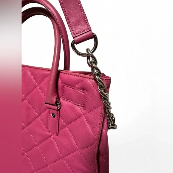 Michael Kors Quilted Hamilton Tote Top Handle Shoulder Chain Strap & Lock - Picture 4 of 13